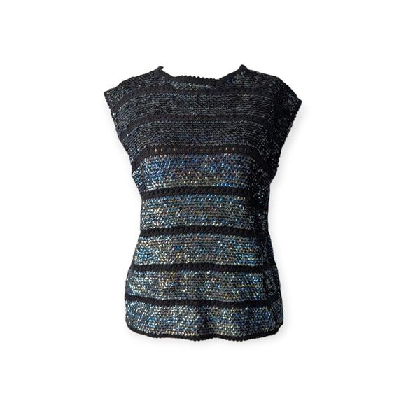 60's Iridescent boxy sequin sweater top - Picture 6 of 6
